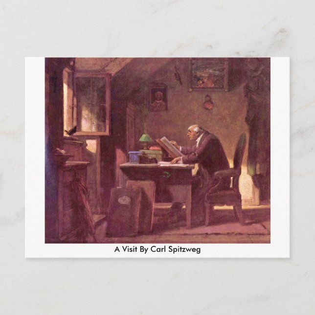 A Visit By Carl Spitzweg Postcard (Front)