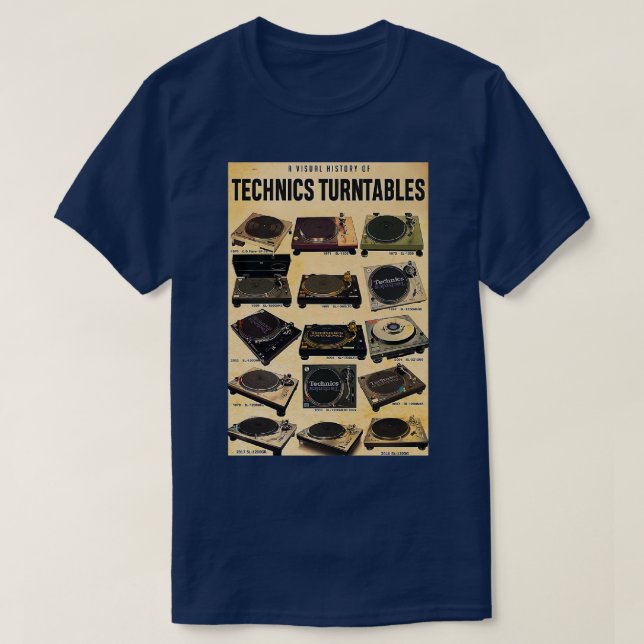 A Visual History Of Technics Turntables T-Shirt (Design Front)