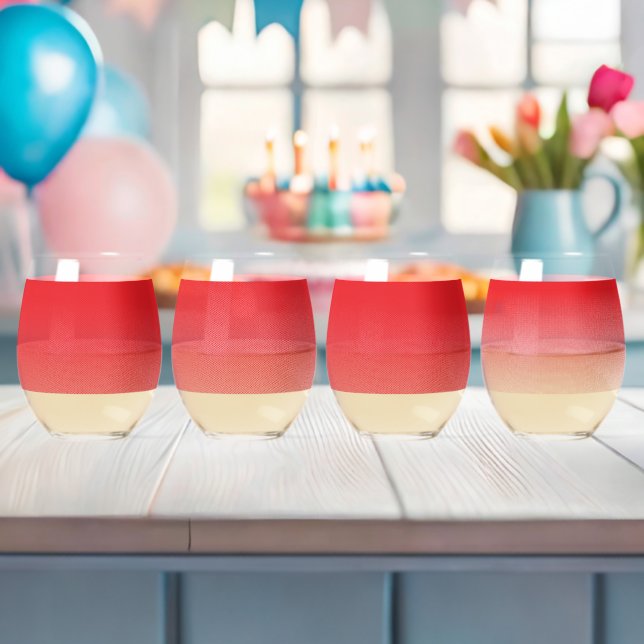  A visually engaging red and white striped backgro Stemless Wine Glass (Insitu (Baby Shower))