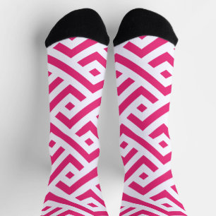 A Vivid Pink Colour Cool Pattern Design Socks