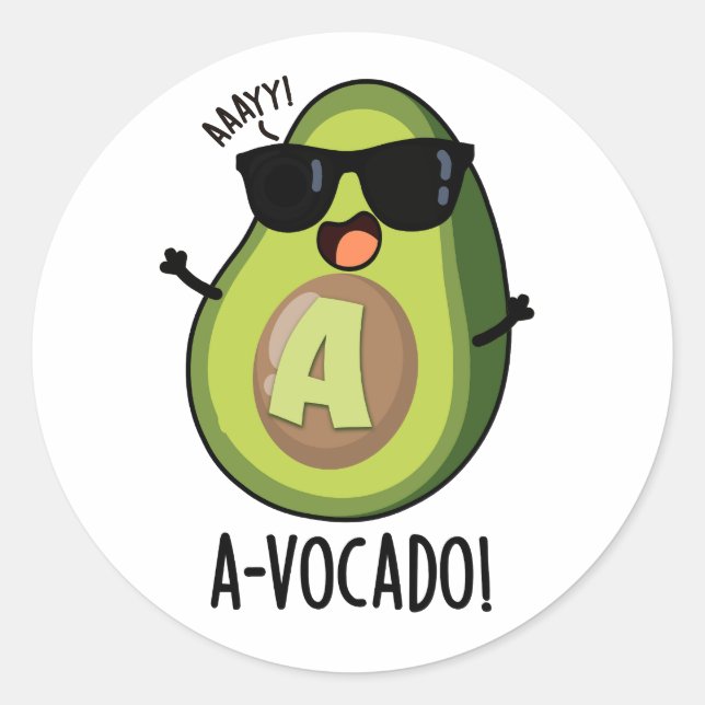 A-vocado Funny Avocado Pun  Classic Round Sticker (Front)