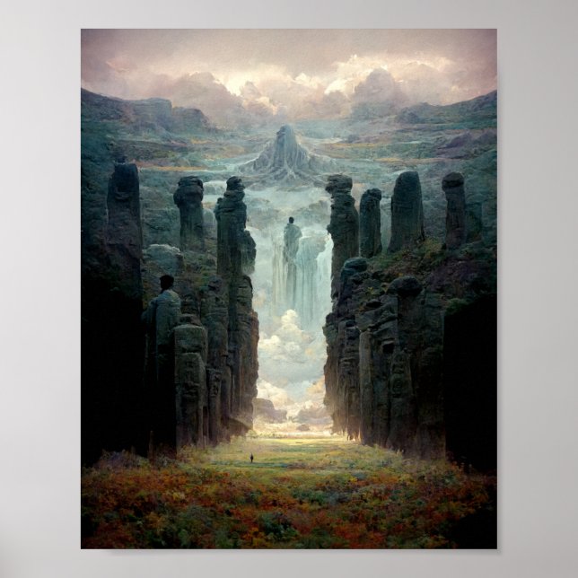 A Walk Among the Pillars Fantasy Scifi Art Poster (Front)