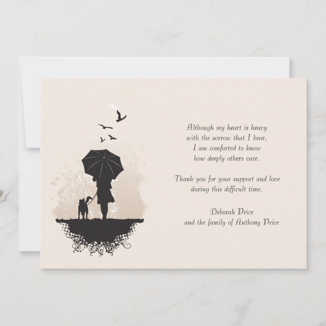 A Walk in the Rain Bereavement Thank You Note Card (Front)