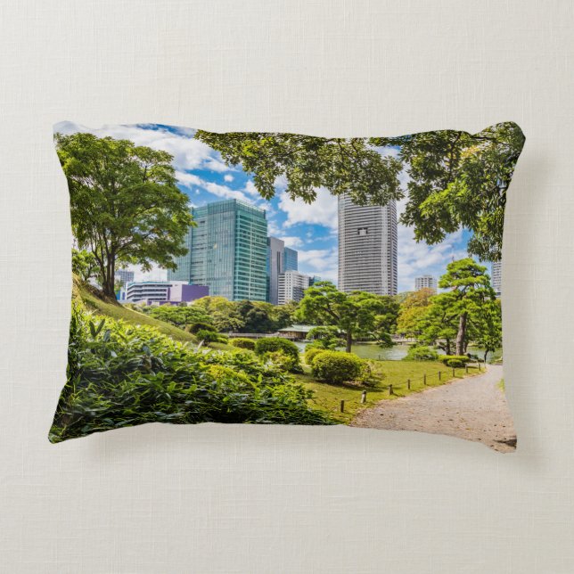 A walk through Hama Rikyu gardens, Tokyo Accent Pillow (Back)