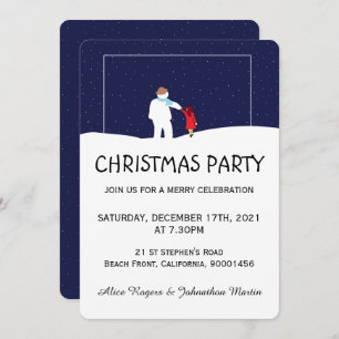A Walk With Snowman Christmas Party Invitation