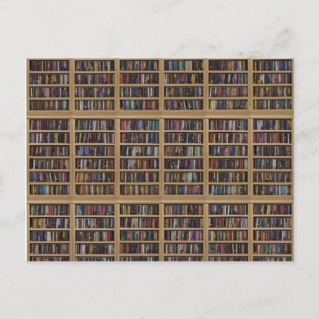 A wall array of bookcases full of books postcard (Front)