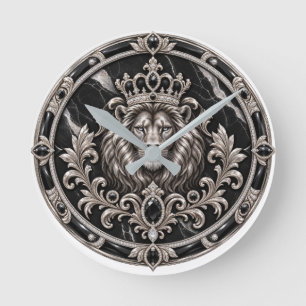 A wall clock with a picture of lion