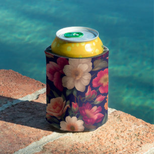 A wallpaper with a floral pattern  can cooler