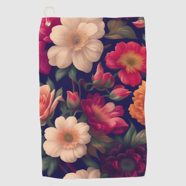 A wallpaper with a floral pattern  golf towel (Front)