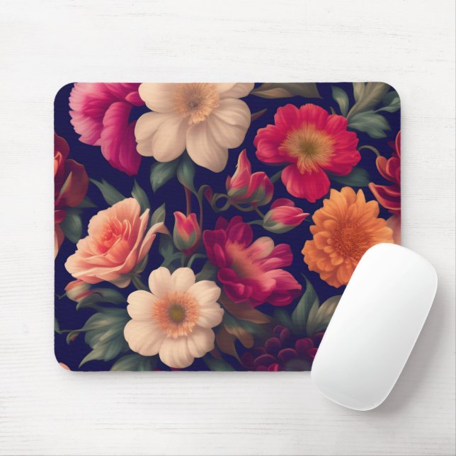 A wallpaper with a floral pattern  mouse pad (With Mouse)