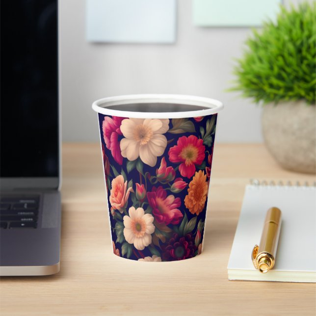 A wallpaper with a floral pattern  paper cups (Insitu)