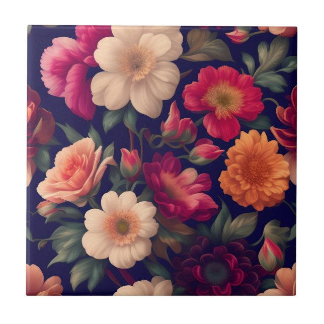 A wallpaper with a floral pattern  tile (Front)