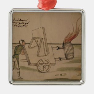 A War Machine, illustration from 'De Machinis' Metal Ornament