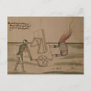 A War Machine, illustration from 'De Machinis' Postcard