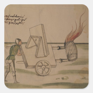 A War Machine, illustration from 'De Machinis' Square Sticker