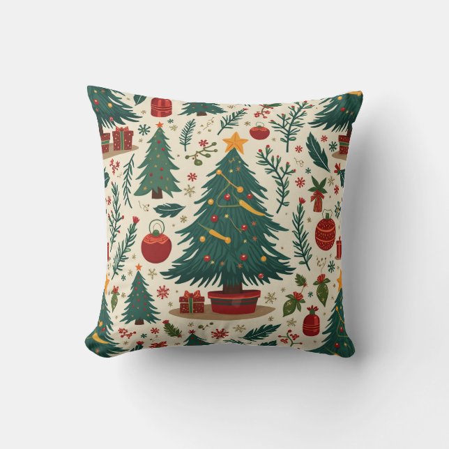 a warm Christmas Throw Pillow (Front)