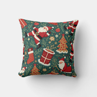  A warm Christmas with Santa Throw Pillow