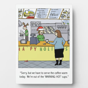 A Warm Coffee Christmas - Funny Holiday Cartoon Plaque