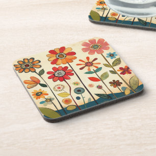 A Warm Terracotta Zinnia Patch Coaster