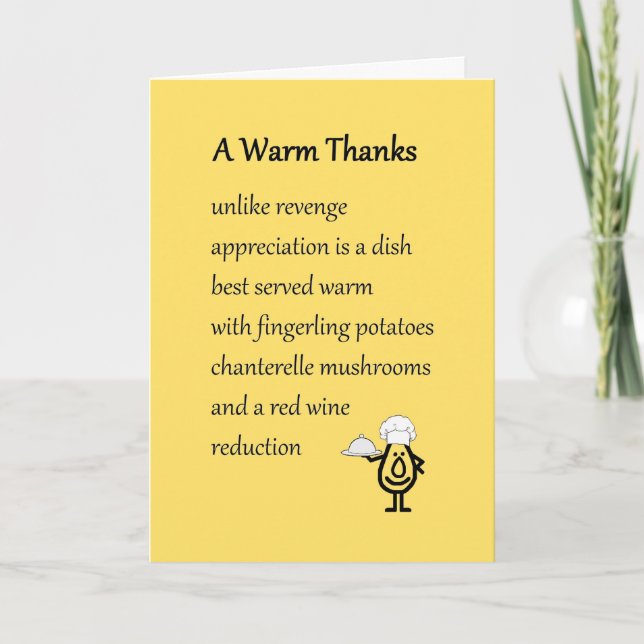 A Warm Thanks - a funny thank you poem (Front)