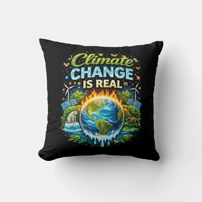 A Warming World Throw Pillow (Front)