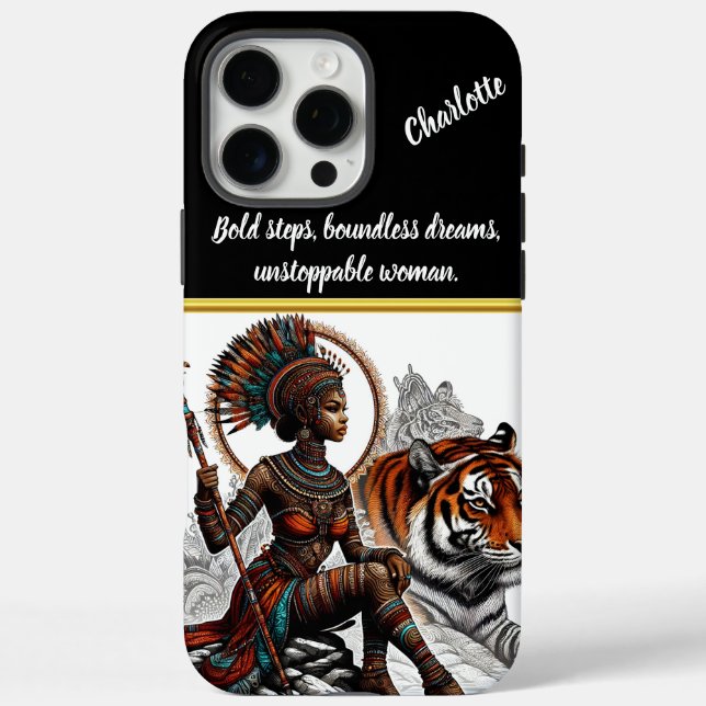 A warrior queen with a majestic tiger at dawn Case-Mate iPhone case (Back)