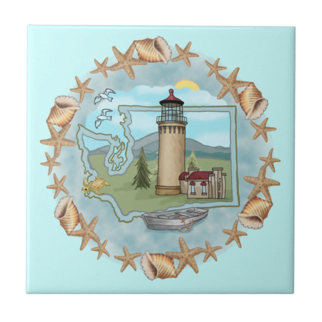 A Washington Shells Lighthouse Tile (Front)