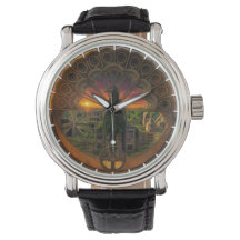 A watch with a peacock symbol inside
