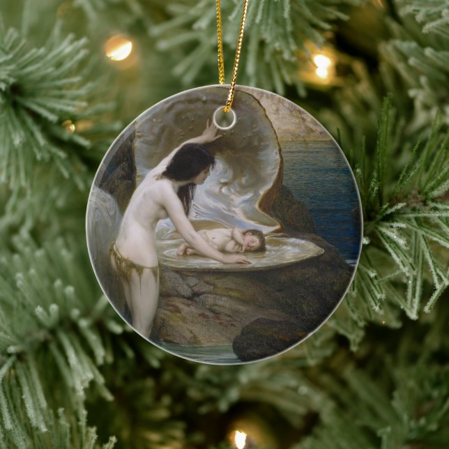 A Water Baby Found in Seashell by Bikini Nymph Ceramic Ornament (Tree)