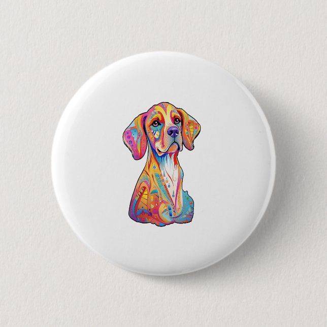 A Watercolor Dog  2 Inch Round Button (Front)