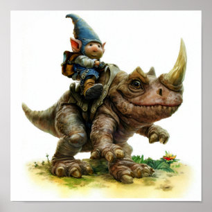 A Watercolor Painting of a Fearless Gnome Warrior Poster