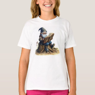 A Watercolor Painting of an old gnome reading T-Shirt