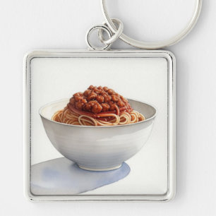 A Watercolor Painting of Spaghetti Bolognese Keychain