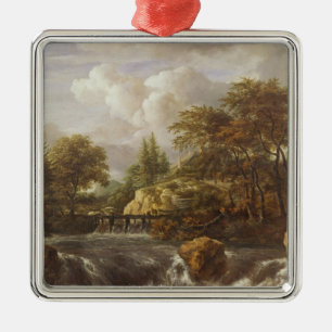 A Waterfall in a Rocky Landscape, c.1660-70 Metal Ornament