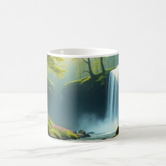 A waterfall in the forest coffee mug