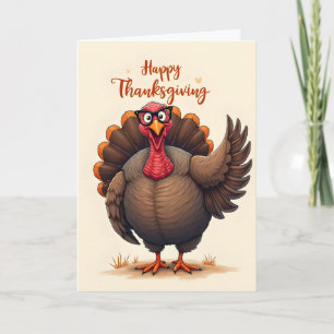 A Waving Turkey Says Happy Thanksgiving Card