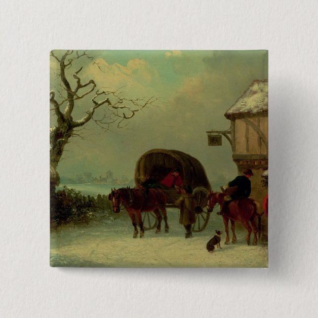 A Wayside Rest - Stopping at the Inn 2 Inch Square Button (Front)