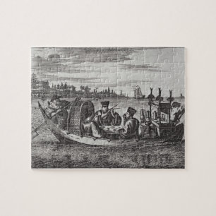 A Wealthy Mandarin Dining in a Boat, illustration Jigsaw Puzzle