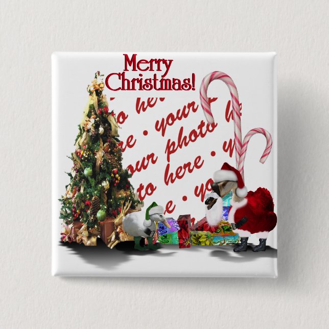 A Web Footed Christmas 2 Inch Square Button (Front)