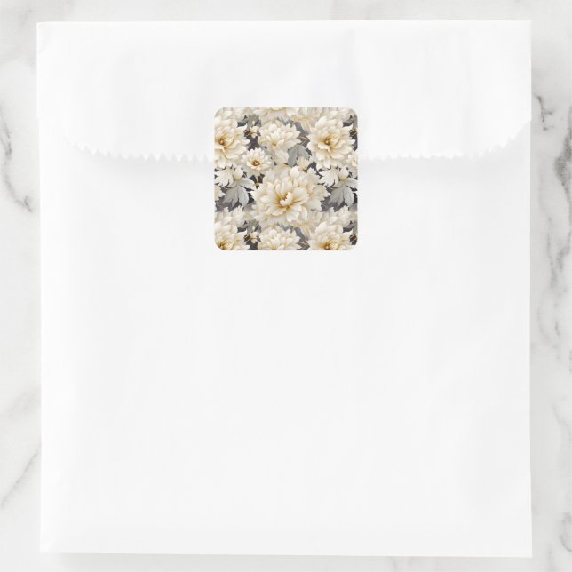 A Wedding Floral Series Design 10 Square Sticker (Bag)