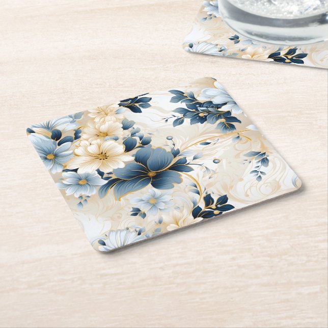 A Wedding Floral Series Design 12 Square Paper Coaster (Angled)