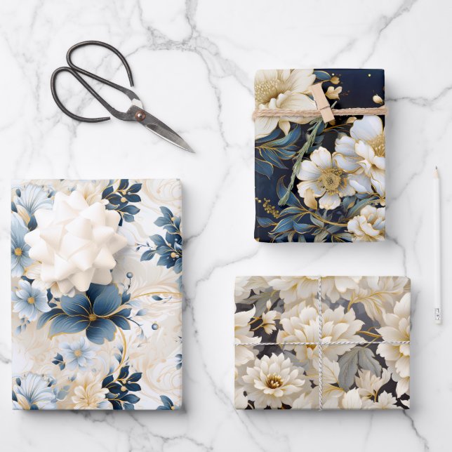 A Wedding Floral Series Design 12 Wrapping Paper Sheet (Front)