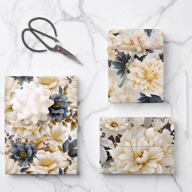 A Wedding Floral Series Design 5 Wrapping Paper Sheet (Front)