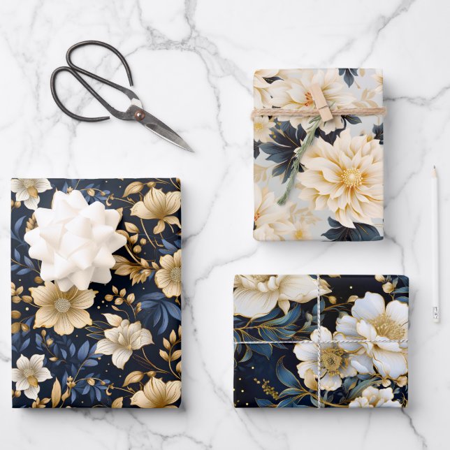 A Wedding Floral Series Design 6 Wrapping Paper Sheet (Front)