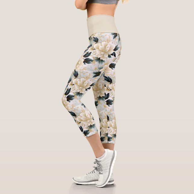 A Wedding Floral Series Design 7 Capri Leggings (Left)