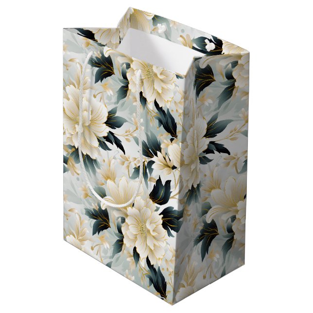 A Wedding Floral Series Design 7 Medium Gift Bag (Back Angled)