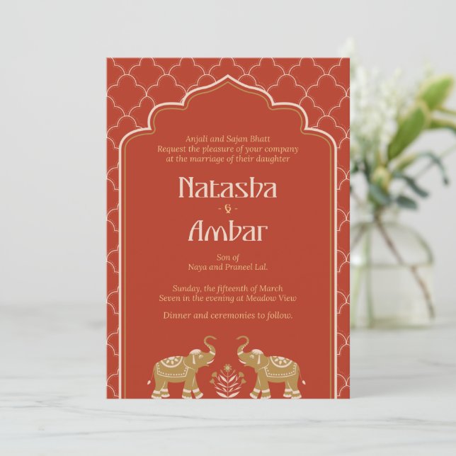 A Wedding Invitation Mixed With Indian Tradition  (Standing Front)