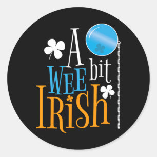 A Wee Bit Irish Pride St Patricks Day Shamrock Gra Classic Round Sticker