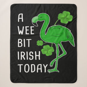 A Wee Bit Irish Today   Lucky Flamingo   Flamingo Sherpa Blanket