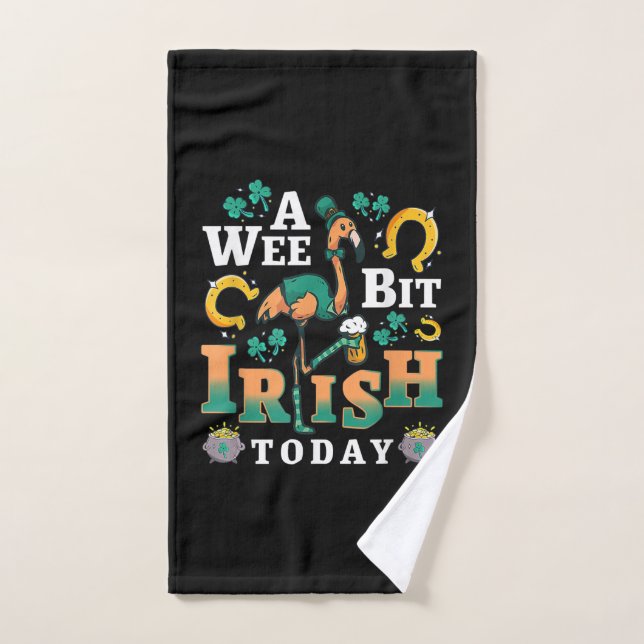 A Wee Bit Irish Today | St. Patrick’S Day Flamingo Hand Towel (Hand Towel)